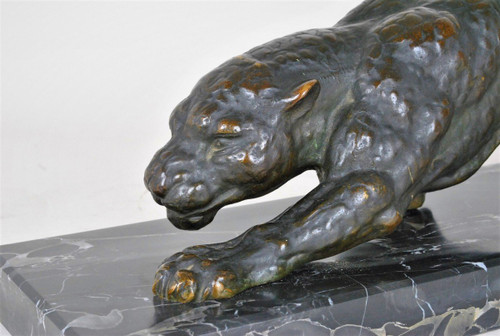 *Offre spéciale *Dh Chiparus, Panther on the Lookout, Rare Bronze , Signed, Art Deco, 20th Century