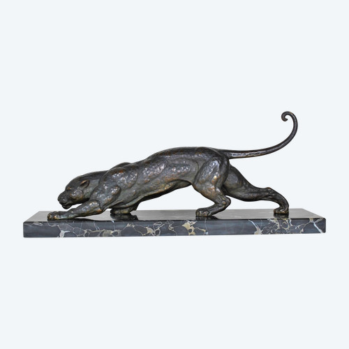 *Offre spéciale *Dh Chiparus, Panther on the Lookout, Rare Bronze , Signed, Art Deco, 20th Century
