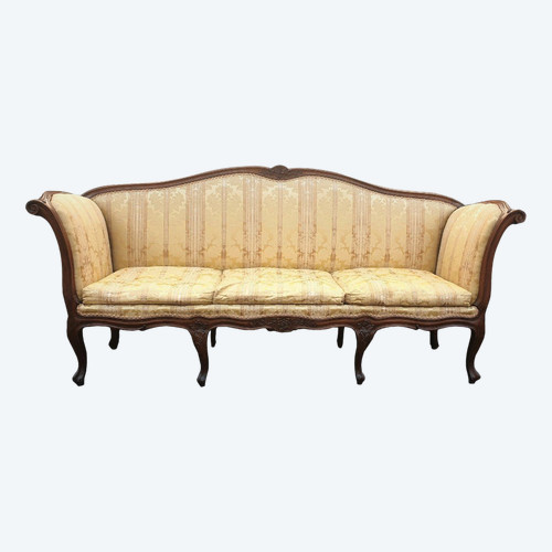 Large Louis XV Period Walnut Bench, 18th Century