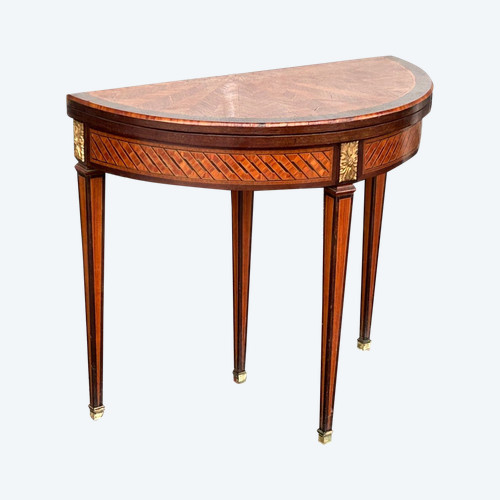 Half-Moon Game Table In Louis XVI Style Marquetry