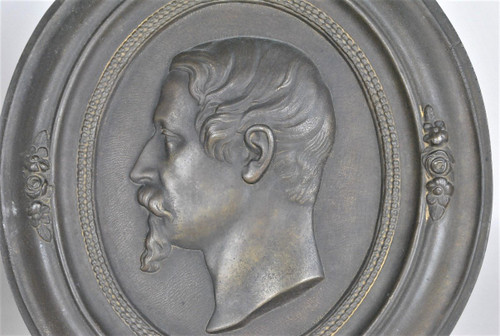 Napoleone III e Eugenia, Coppia di medaglioni in bronzo, XIX secolo