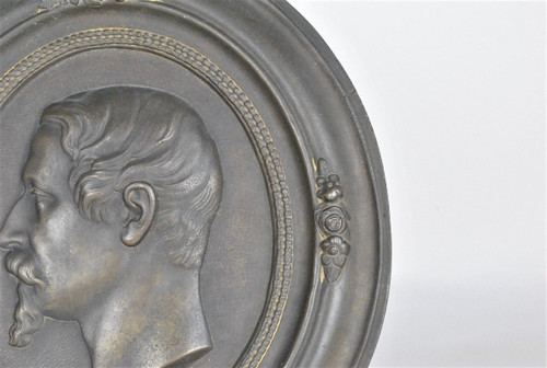 Napoleone III e Eugenia, Coppia di medaglioni in bronzo, XIX secolo