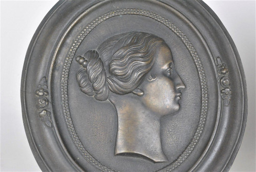 Napoleone III e Eugenia, Coppia di medaglioni in bronzo, XIX secolo