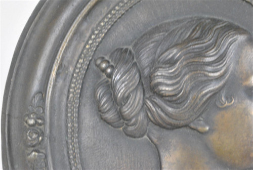 Napoleone III e Eugenia, Coppia di medaglioni in bronzo, XIX secolo