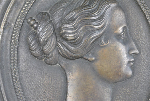 Napoleone III e Eugenia, Coppia di medaglioni in bronzo, XIX secolo