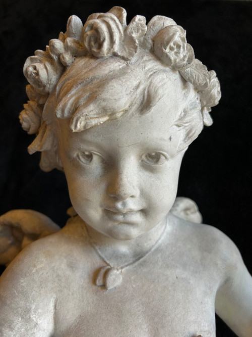Adolphe Itasse (1830-1893) Grande Scultura in Gesso - Amore H70 Cm