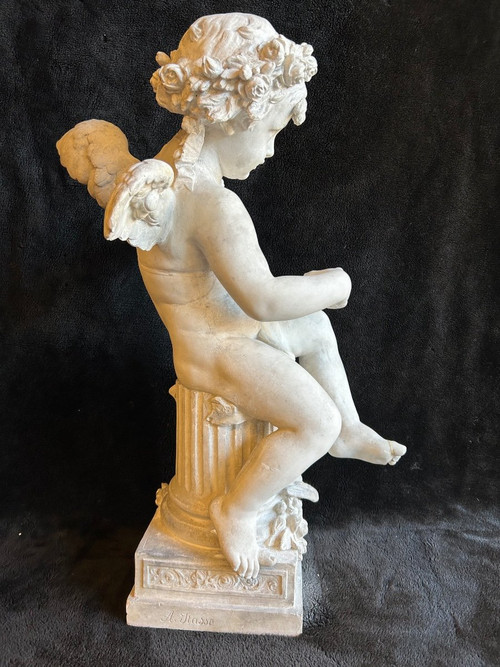 Adolphe Itasse (1830-1893) Grande Scultura in Gesso - Amore H70 Cm