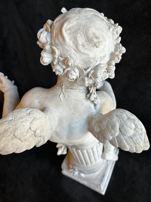 Adolphe Itasse (1830-1893) Grande Scultura in Gesso - Amore H70 Cm