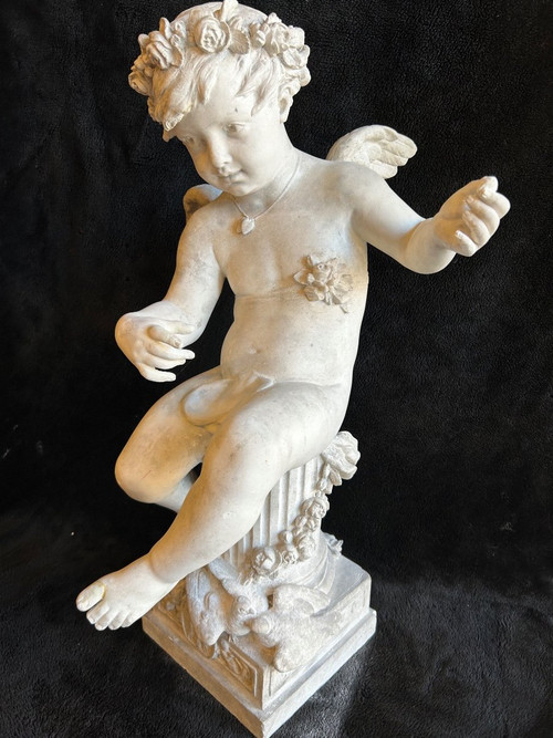 Adolphe Itasse (1830-1893) Grande Scultura in Gesso - Amore H70 Cm