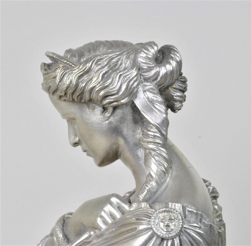 Clesinger / Collas, Paire De Bustes En Bronze Argenté, XIXème Siècle