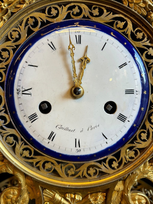 Directoire Empire Skeleton Clock - Return From Egypt In Gilt Bronze Early 19th Century H 50