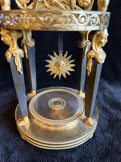 Directoire Empire Skeleton Clock - Return From Egypt In Gilt Bronze Early 19th Century H 50