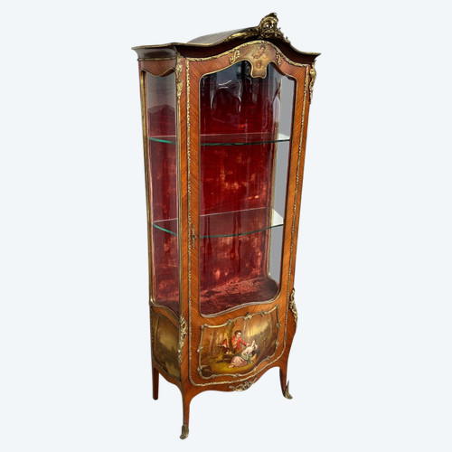 Louis XV Style Domed Showcase Napoleon III Period - Vernis Martin - 19th