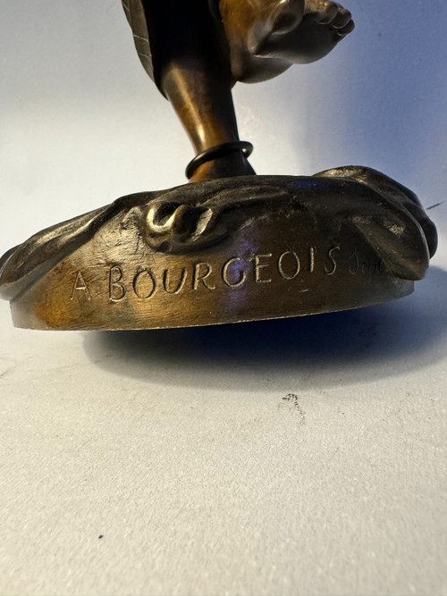 Orientalist bronze sculpture "Odalisque or Egyptian dancer" Charles Arthur Bourgeois