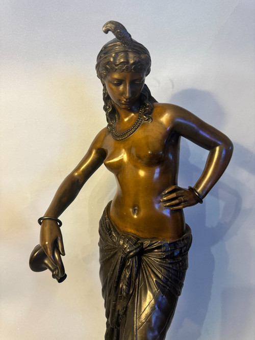 Orientalist bronze sculpture "Odalisque or Egyptian dancer" Charles Arthur Bourgeois