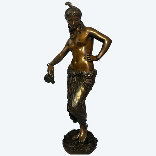 Orientalist bronze sculpture "Odalisque or Egyptian dancer" Charles Arthur Bourgeois