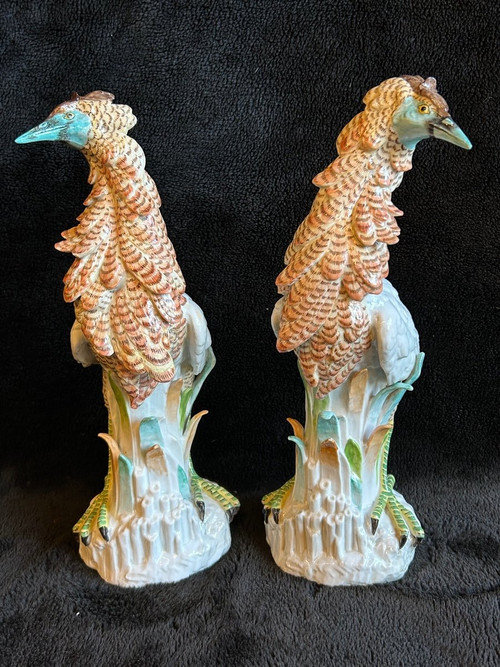 Pair Of Porcelain Birds - Meissen - Saxony - 19th century