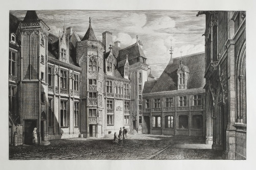 Palais Jacques Coeur à Bourges Gravure Archirecture Par Octave De Rochebrune