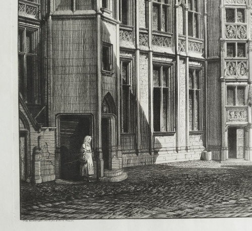 Palais Jacques Coeur à Bourges Gravure Archirecture Par Octave De Rochebrune