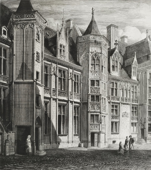 Palais Jacques Coeur à Bourges Gravure Archirecture Par Octave De Rochebrune