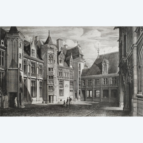 Palais Jacques Coeur à Bourges Gravure Archirecture Par Octave De Rochebrune
