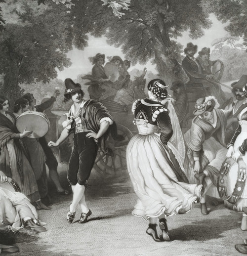Il Saltarello La danza italiana Grande incisione del XIX secolo