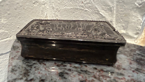 Freemasonry, freemason - Masonic Snuffbox In Horn 19th.