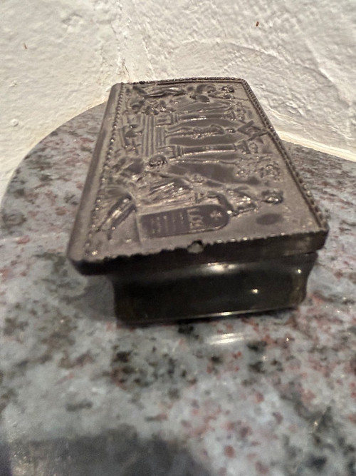 Freemasonry, freemason - Masonic Snuffbox In Horn 19th.