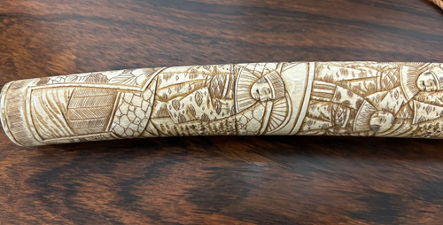 Wakizashi - Sabre Japonais De Théâtre En Os Sculpté Fin XIXéme Siècle - Katana