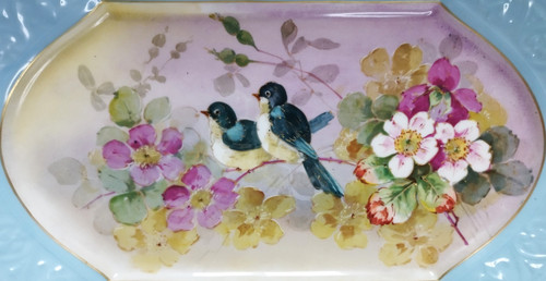 Limoges Porcelain Dish Hand Painted Birds Flowers Decor