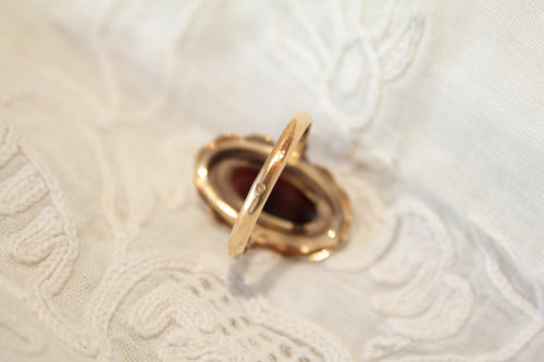 Anello marquise in oro giallo e granato misura dito 54