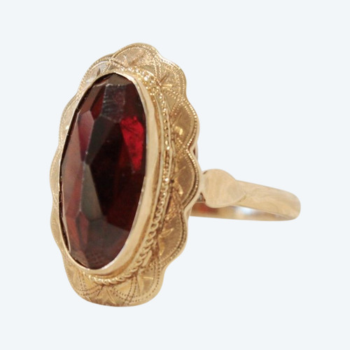 Anello marquise in oro giallo e granato misura dito 54