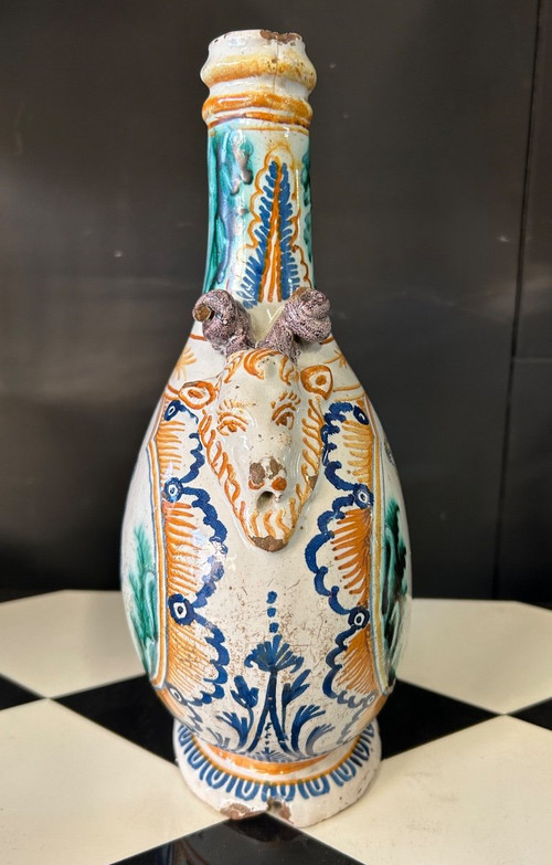 Rara Zucca Con Soggetti Bacchici Terracotta Di Nevers Datata 1735