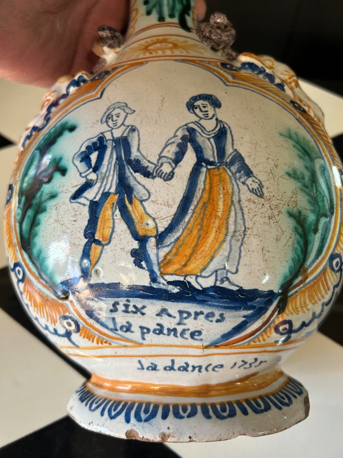Rara Zucca Con Soggetti Bacchici Terracotta Di Nevers Datata 1735