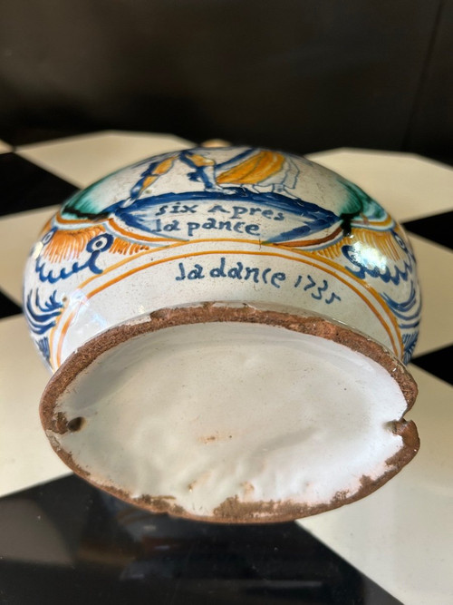 Rara Zucca Con Soggetti Bacchici Terracotta Di Nevers Datata 1735
