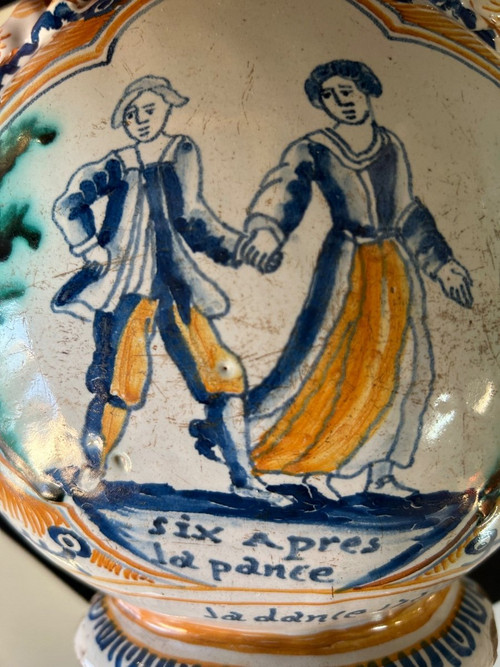 Rara Zucca Con Soggetti Bacchici Terracotta Di Nevers Datata 1735
