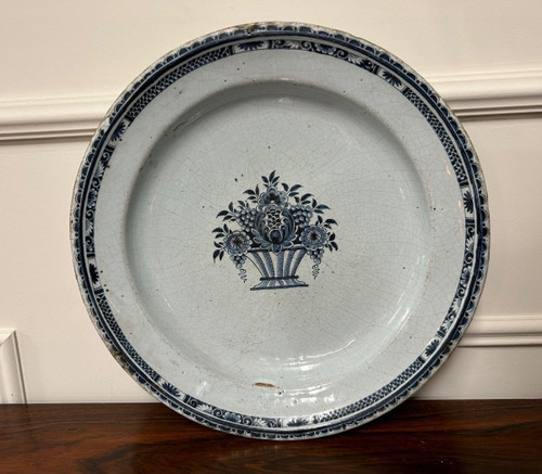 Rouen Earthenware Dish 18th Century Diameter 36 Cm