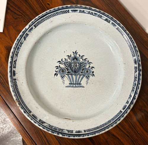 Rouen Earthenware Dish 18th Century Diameter 36 Cm