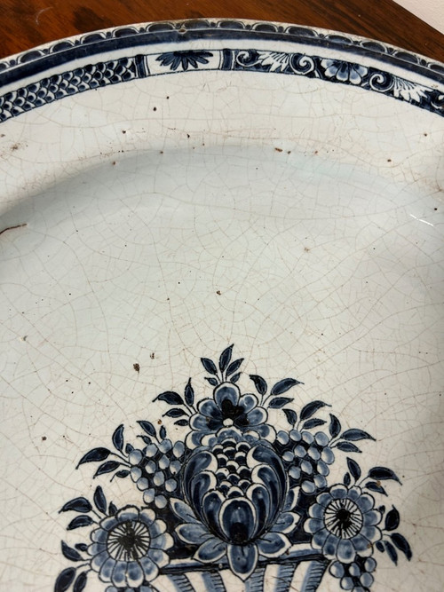 Rouen Earthenware Dish 18th Century Diameter 36 Cm