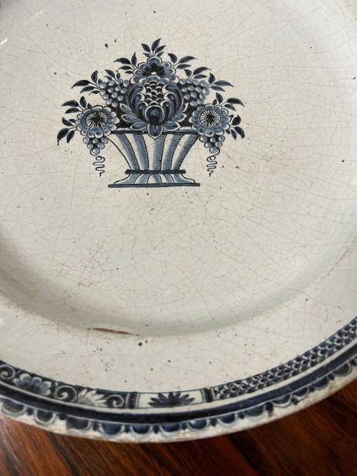 Rouen Earthenware Dish 18th Century Diameter 36 Cm