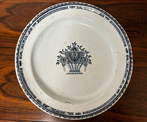Rouen Earthenware Dish 18th Century Diameter 36 Cm