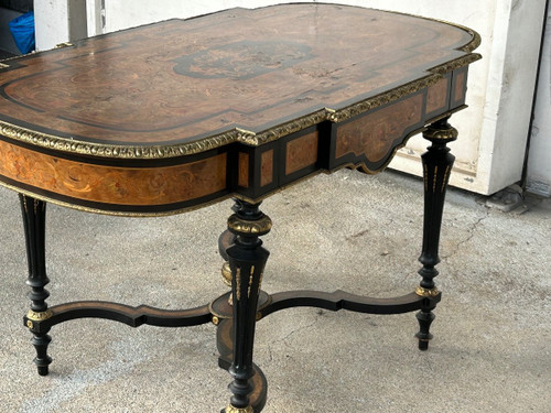 Bel Table De Milieu di epoca napoleonica III - Intarsio - Fine XIX secolo