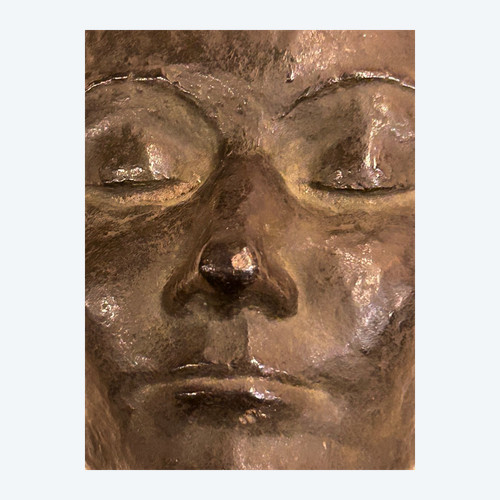 Maschera in Bronzo Firmata Seiler Datata 45 - Altezza 16 Cm