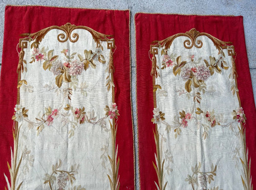 Pair Of Doors In Aubusson Tapestry Late 19th Century