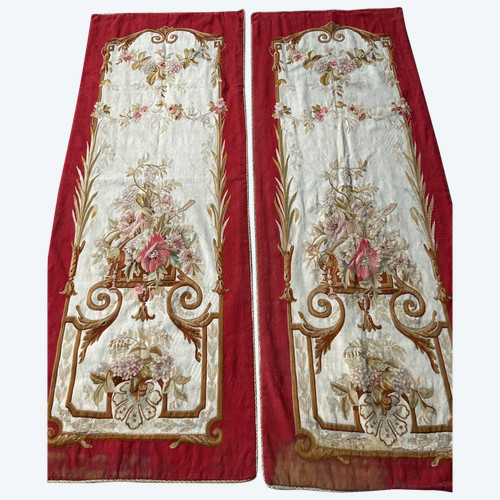 Pair Of Doors In Aubusson Tapestry Late 19th Century