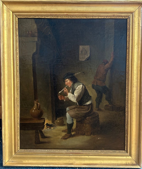 Gasthausszene Im Geschmack Von David Teniers Raucher Mit Fass Holländische Schule Anfang 19.