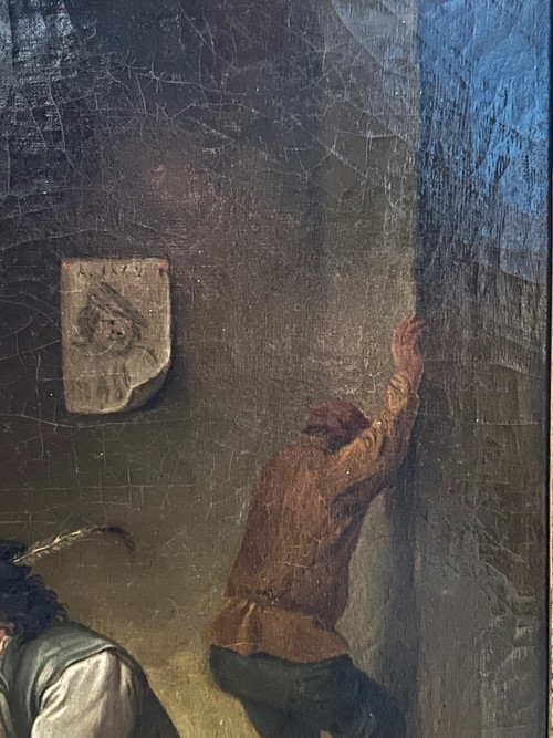Gasthausszene Im Geschmack Von David Teniers Raucher Mit Fass Holländische Schule Anfang 19.