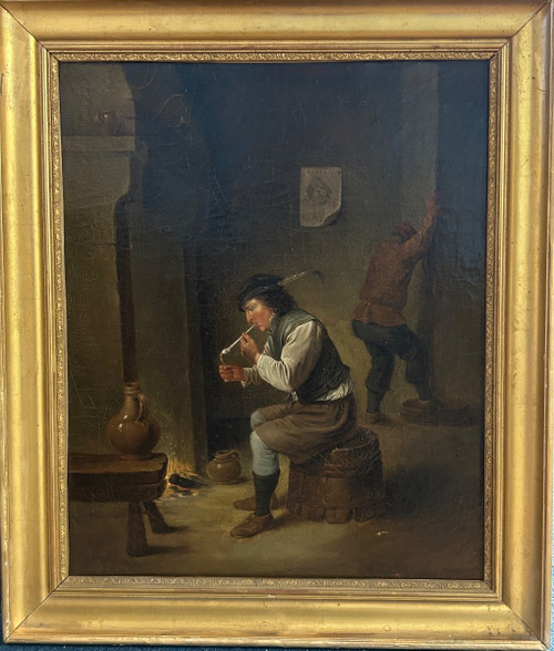 Gasthausszene Im Geschmack Von David Teniers Raucher Mit Fass Holländische Schule Anfang 19.