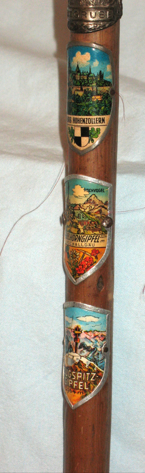 Alpine walking canes with badges 50s-60s Bavaria Germany Austria