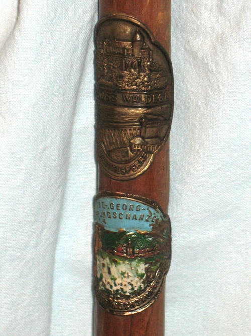 Alpine walking canes with badges 50s-60s Bavaria Germany Austria